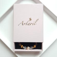 Artaril Doğal Taş Kadın Irade Kuvveti Bilekliği Kaplan Gözü Kristal Kuvars Sitrin 8 mm