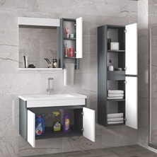Alfa Banyo Estella-OA 80 ve 35 cm Mdf Aynalı Boy Dolaplı Lavabolu Banyo Dolabı Takımı Demonte Değil