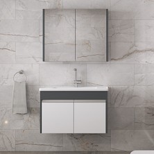 Alfa Banyo Visente-EA 80 cm Mdf Aynalı Lavabolu Banyo Dolabı Takımı***Demonte Değil***