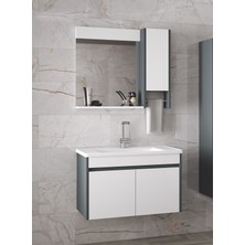 Alfa Banyo Estella-OA 80 cm Mdf Aynalı Lavabolu Banyo Dolabı Takımı Demonte Değil