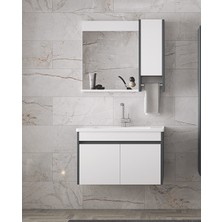 Alfa Banyo Estella-OA 80 cm Mdf Aynalı Lavabolu Banyo Dolabı Takımı Demonte Değil