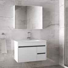 Alfa Banyo Viosen-EA 80 cm Mdf Aynalı Lavabolu Banyo Dolabı Takımı Demonte Değil
