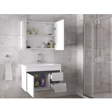 Alfa Banyo Viosen-EA 80 cm Mdf Aynalı Lavabolu Banyo Dolabı Takımı Demonte Değil