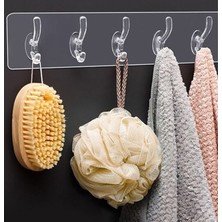 EbruliHomeArt 5'li Şeffaf Yapışkan Askı Banyo, Mutfak Düzenleyici Askı