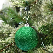Kuzey Vıp Kalite 5 cm 12 Adet Simli Yeşil Top Yılbaşı Ağacı Süsleri Vitrin Süsleri Yeşil Yılbaşı Top Süsler Noel Ağacı Süsleri