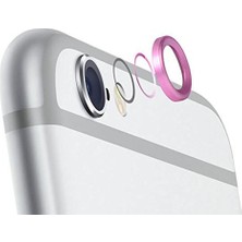 iPhone 6 / 6s Kamera Lens Koruyucu Cam Metal Kenarlı Pembe