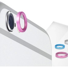 iPhone 6 / 6s Kamera Lens Koruyucu Cam Metal Kenarlı Pembe