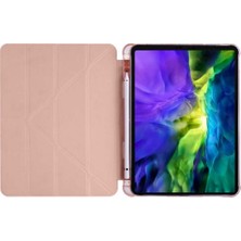 Apple iPad Air 10.9 Inç 2020 4.nesil Smart Cover Kalem Yuvalı Standlı Yumuşak Silikon Arkası Şeffaf Renkli Tablet Kılıfı (A2316/A2324/A2325/A2072)