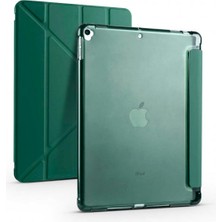 Apple iPad 7-8.nesil 10.2 Inç Smart Cover Kalem Yuvalı Standlı Yumuşak Silikon Arkası Şeffaf Renkli Tablet Kılıfı (A2197/A2198/A2200/A2270/A2428/A2429/A2430)