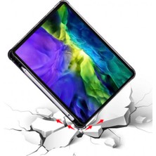 Apple iPad Pro 12.9 Inç 2020 4.nesil Smart Cover Kalem Yuvalı Standlı Yumuşak Silikon Arkası Şeffaf Renkli Tablet Kılıfı (A2229/A2069/A2232/A2233)