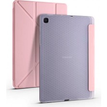 Samsung Galaxy Tab S6 Lite 10.4 Inç P610-P615-P617 Smart Cover Kalem Yuvalı Standlı Yumuşak Silikon Arkası Şeffaf Renkli, Tablet Kılıfı