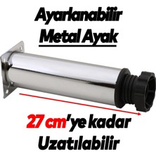 Nzb Mobilya Kanepe Baza Koltuk Metal Destek Ayağı Ayarlanabilir Krom Ayak 25 cm