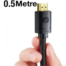 Baseus 8k 60HZ 0.5mt Dinamik Hdr Görüntü Aktarım HDMI Kablo, 48GBPS Kopmaz Örgü Tasarımlı HDMI Kablo