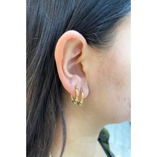 Şamlı Erdoğan 14 Ayar Altın Yarı Klasik Yarı Italyan Desen Halka Küpe 1.ebat