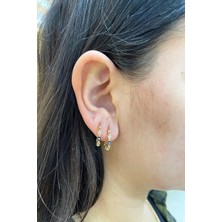 Şamlı Erdoğan 14 Ayar Altın Taşlı Mineli Nazar Boncuk Halka Küpe