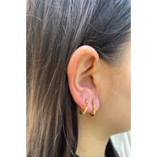 Şamlı Erdoğan 14 Ayar Altın Mini Oval Bombeli Halka Küpe