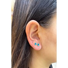 Şamlı Erdoğan 14 Ayar Altın Vidalı Göz Boncuk Küpe