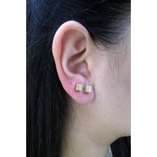 Şamlı Erdoğan 14 Ayar Altın Vidalı Kalemli Küp Küpe (2.ebat)