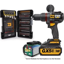 Cat DX13BA 18VOLT/5.0AH Graphene Li-Ion Çift Akülü Kömürsüz Profesyonel Darbeli Matkap + 45 Prç Aksesuar