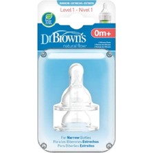 Dr. Brown's 1. Seviye Silikon Options + Dar Ağız Ikili Biberon Emziği 0+ Ay