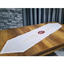 Çeyiz Diyarı Sinem Lüx Keten Runner Krem Bordo