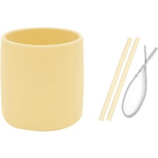 Oioi 3 Li Set Sarı (Silikon Bardak + 2 Li Silikon Pipet + Temizleyici Fırçası )