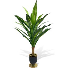 Nettenevime Yapay Çiçek Kılıç Yukka Ağacı 115CM Salon Bitkisi Siyah Gold Galvaniz Vazoda