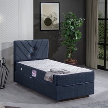 Setay Lux Class Yandan Açılır Tek Kişilik Baza Başlık Deluxe Yatak Seti - Lacivert