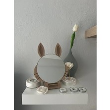 Archer Masaüstü Kahverengi Renk Hediyelik Dekoratif Makyaj Aynasi,tavşan Kulaklı,sevimli Ayna, Çocuk ve Genç Ayna, Dekoratif Ayna,mini Ayna