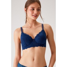 Pierre Cardin 2'li Ekonomik Paket Ekru-Lacivert 6224 Barcelona Balenli Desteksiz Dantelli Toparlayıcı Sütyen Set (C Cup Seçeneğiyle)