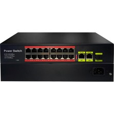 Uranıum POE-1621SFP-200W 16 Port 10/100+2XGIGABIT RJ45+1XSFP Uplınk Poe Rackmount Swıtch (Realtek Chıpset)