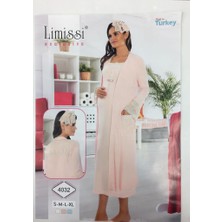 Limissi Mavi  6002 Hamile Lohusa Uzun Kol Inci Dantelli Hamile Gecelik