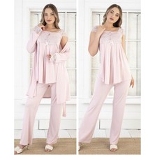 Duchesse 32001 Pudra Hamile Lohusa 3 Lü Pijama Sabahlık Tk