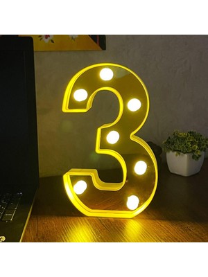 Patladı Gitti Dekoratif LED Işıklı 3D 3 Rakamı Büyük Boy Organizasyon Doğum Günü Kutlama