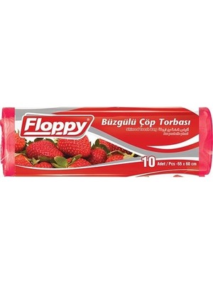 Floppy Çilek Kokulu Büzgülü Çöp Torbası 55 x 60 cm 10 Adet