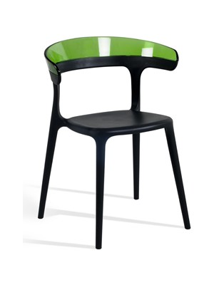 Papatya Luna Koltuk Siyah Oturak Transparan Yeşil Sırt Mutfak Sandalyesi Kolçaklı
