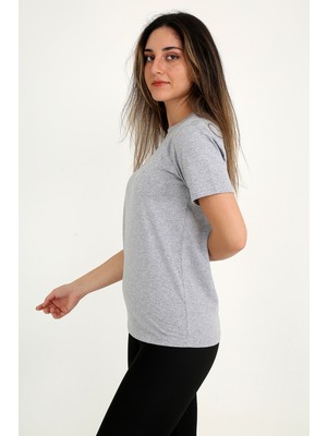 Rubadi Kadın Gri T-Shirt. Regular Fit (Normal) Kalıp, Basic Model