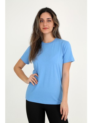 Rubadi Kadın Mavi T-Shirt. Regular Fit (Normal) Kalıp, Basic Model