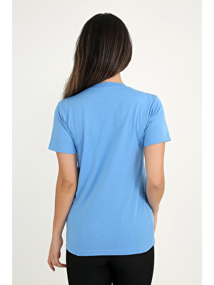 Rubadi Kadın Mavi T-Shirt. Regular Fit (Normal) Kalıp, Basic Model