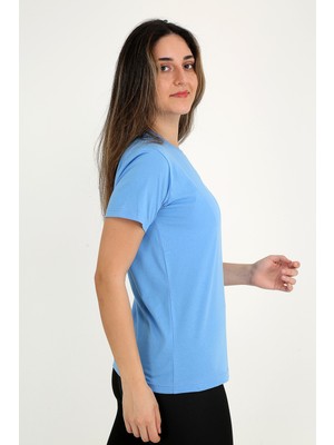 Rubadi Kadın Mavi T-Shirt. Regular Fit (Normal) Kalıp, Basic Model