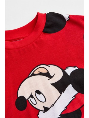 Miniko Kids Yılbaşı Yeni Yıl Noel Mickey Unisex Uzun Kollu Pamuk Pijama Takımı