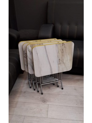 AldaGelsin Mermer  Desenli Serbest Zigon Sehpa 4'lü