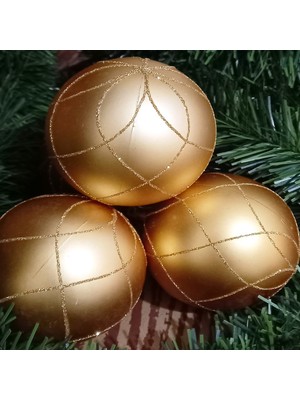 Kuzey Vıp Kalite 8 cm 4 Adet Simli Gold Top Yılbaşı Ağacı Süsleri Vitrin Süsleri Gold Yılbaşı Top Süsler Noel Ağacı Süsleri