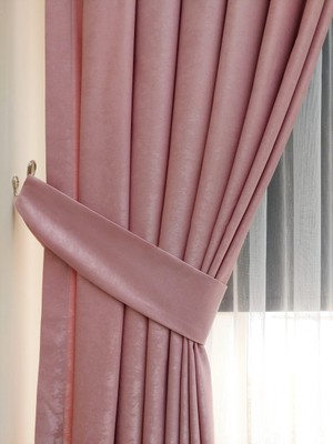 Evdepo Home Taç Pudra Soft Kumaş Fon Perde, 1/3 Sık Pile, 50 x 250 cm