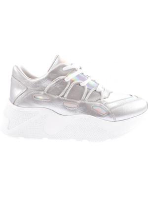 DGN 916-23Y Kadın Kalin Taban Tsilver Ip Taşli Sneakers Ayakkabi