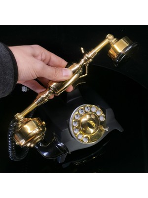 Viktoryan Tarz Özel Tasarım Siyah Çevirmeli Telefon