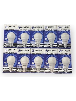 Gedson 15 Watt LED Ampul Beyaz Işık 10 Adet (1400 Lümen) 6500K E27 Duy