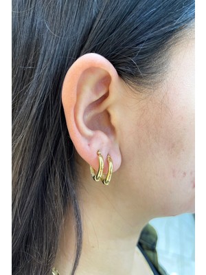 Şamlı Erdoğan 14 Ayar Altın Yarı Klasik Yarı Italyan Desen Halka Küpe 1.ebat