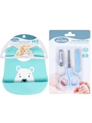 Sevi Bebe Bebek Bakım Seti(Silikon Önlük+Tırnak Makası Seti)