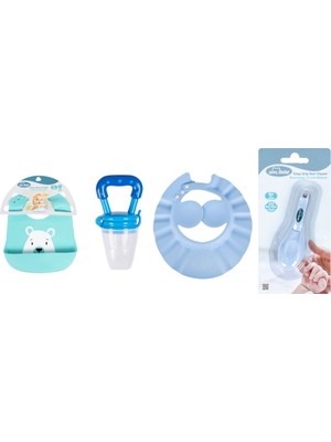 Sevi Bebe Bakım Seti(Silikon Önlük+Meyve Emziği+Banyo Şapkası+Tırnak Makası)